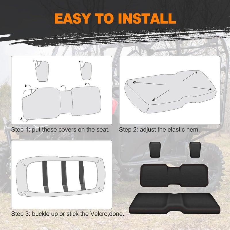 BORDAN UTV Waterproof Seat Cover for Pioneer 700/700-4 2014-2025, Heavy Duty 1680D Pioneer Seat Covers for UTV Full Protection Outdoor (4 PCS) - Image 5